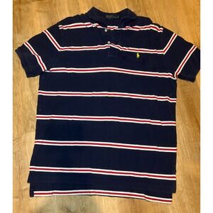 Vtg Polo Ralph Lauren‎ Polo Shirt Mens XL Striped Short Sleeve Yellow Pony Logo